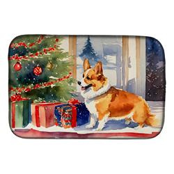 0.2 x 21 x 14 in. Corgi Cozy Christmas Dish Drying Mat