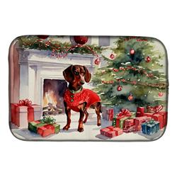 0.2 x 21 x 14 in. Dachshund Cozy Christmas Dish Drying Mat