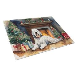 DAC2716LCB 0.2 x 15 x 12 in. Old English Sheepdog Cozy Christmas Glass Cutting Board, Large