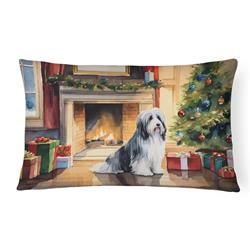 3 x 16 x 12 in. Bearded Collie Cozy Christmas Throw Pillow