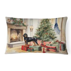 3 x 16 x 12 in. Black & Tan Coonhound Cozy Christmas Throw Pillow