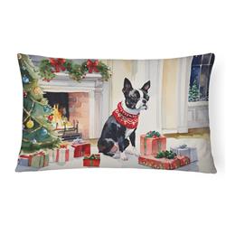 3 x 16 x 12 in. Boston Terrier Cozy Christmas Throw Pillow