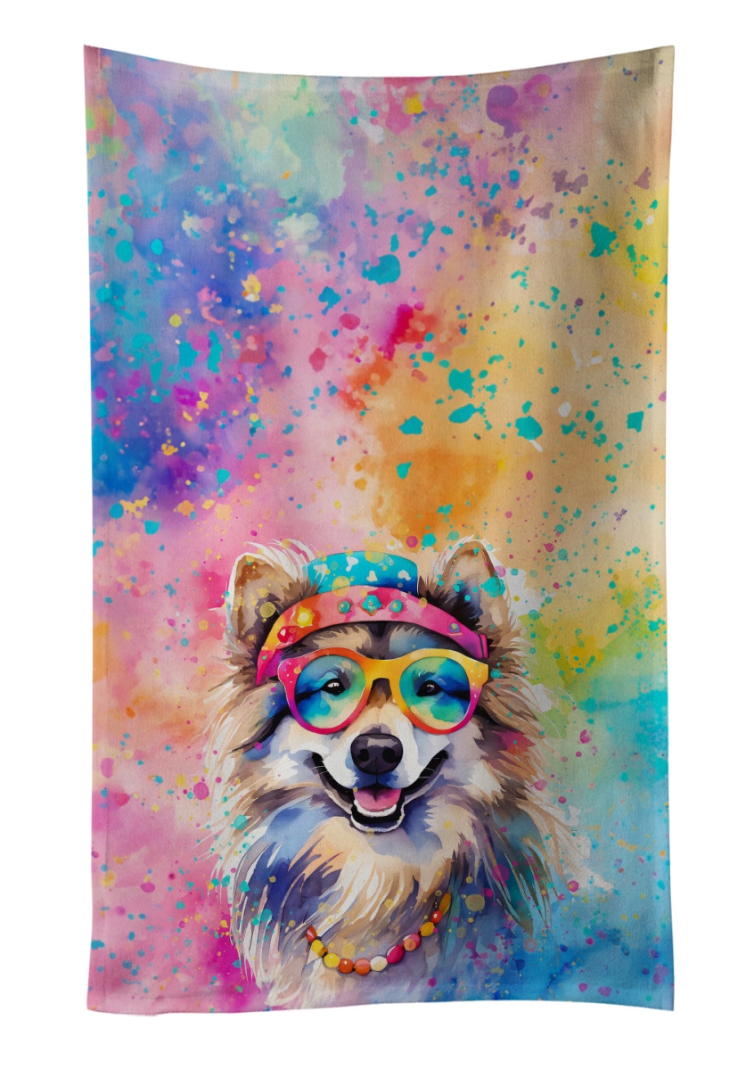 25 x 15 in. Keeshond Hippie Dawg Kitchen Towel