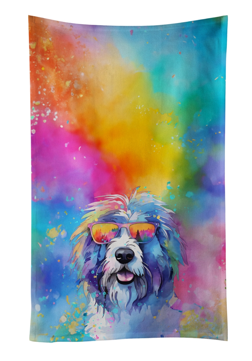 25 x 15 in. Old English Sheepdog Hippie Dawg 100 Percent Cotton Kitchen Towel