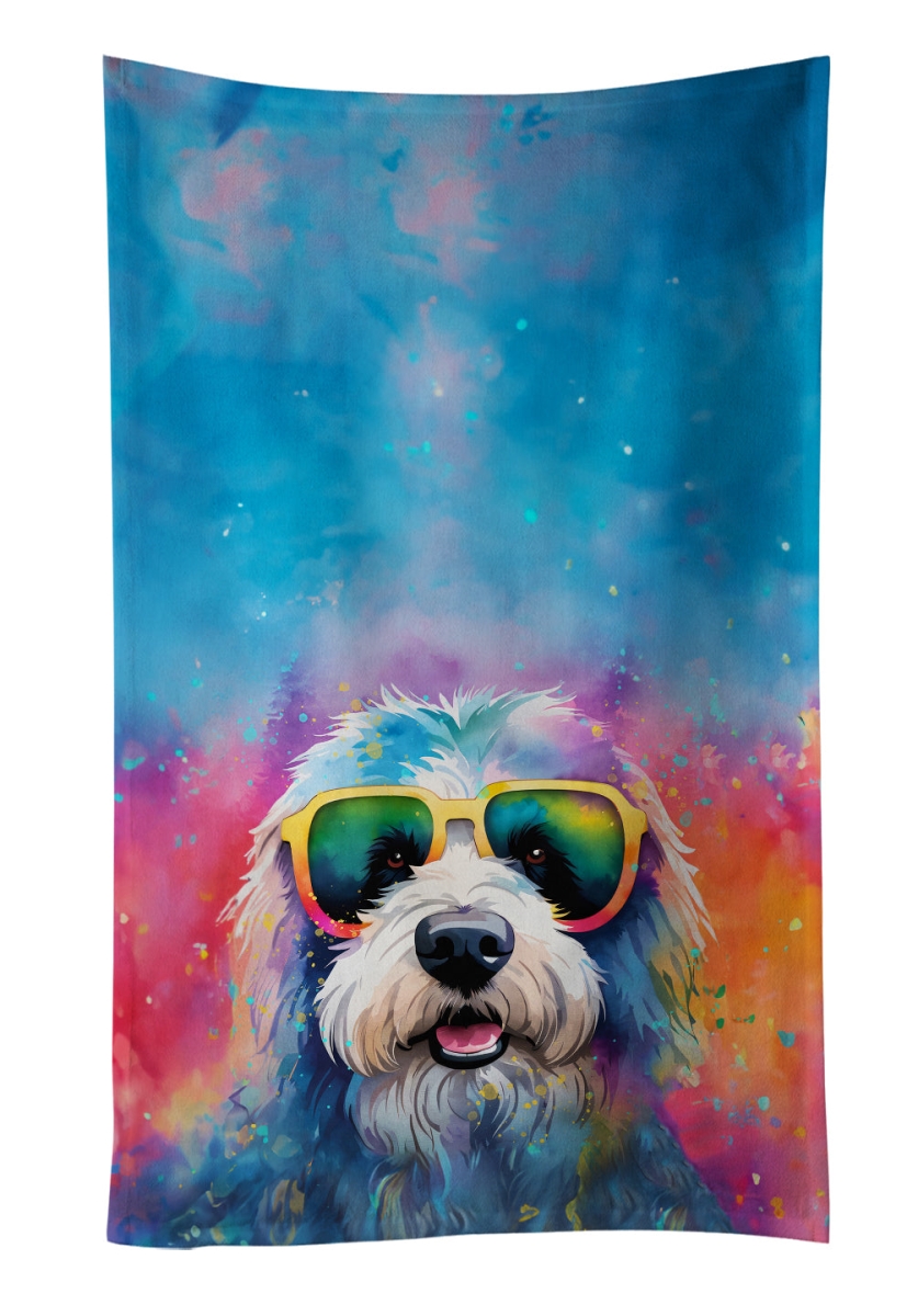 25 x 15 in. Old English Sheepdog Hippie Dawg 100 Percent Cotton Kitchen Towel