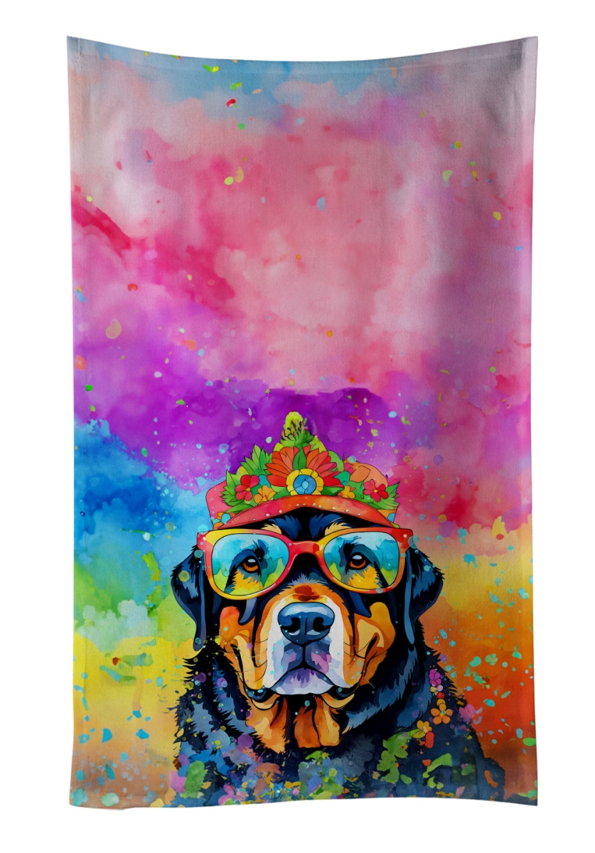 25 x 15 in. Rottweiler Hippie Dawg Kitchen Towel