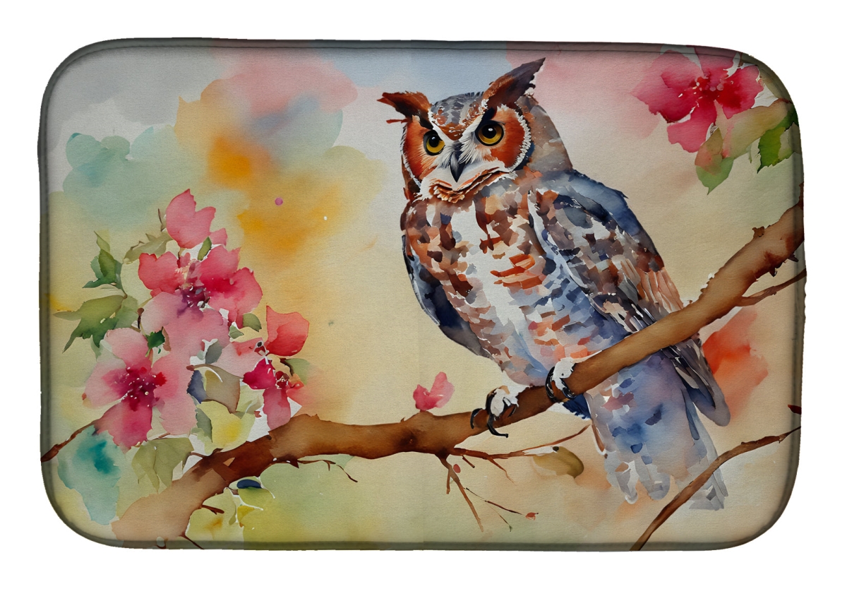 21 x 14 in. Unisex Eastern Screech Owl Dish Drying Mat