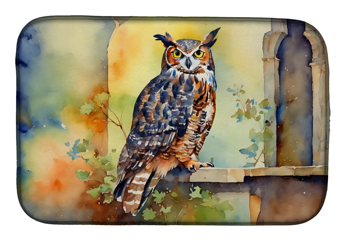 21 x 14 in. Unisex Great Horned Owl Dish Drying Mat