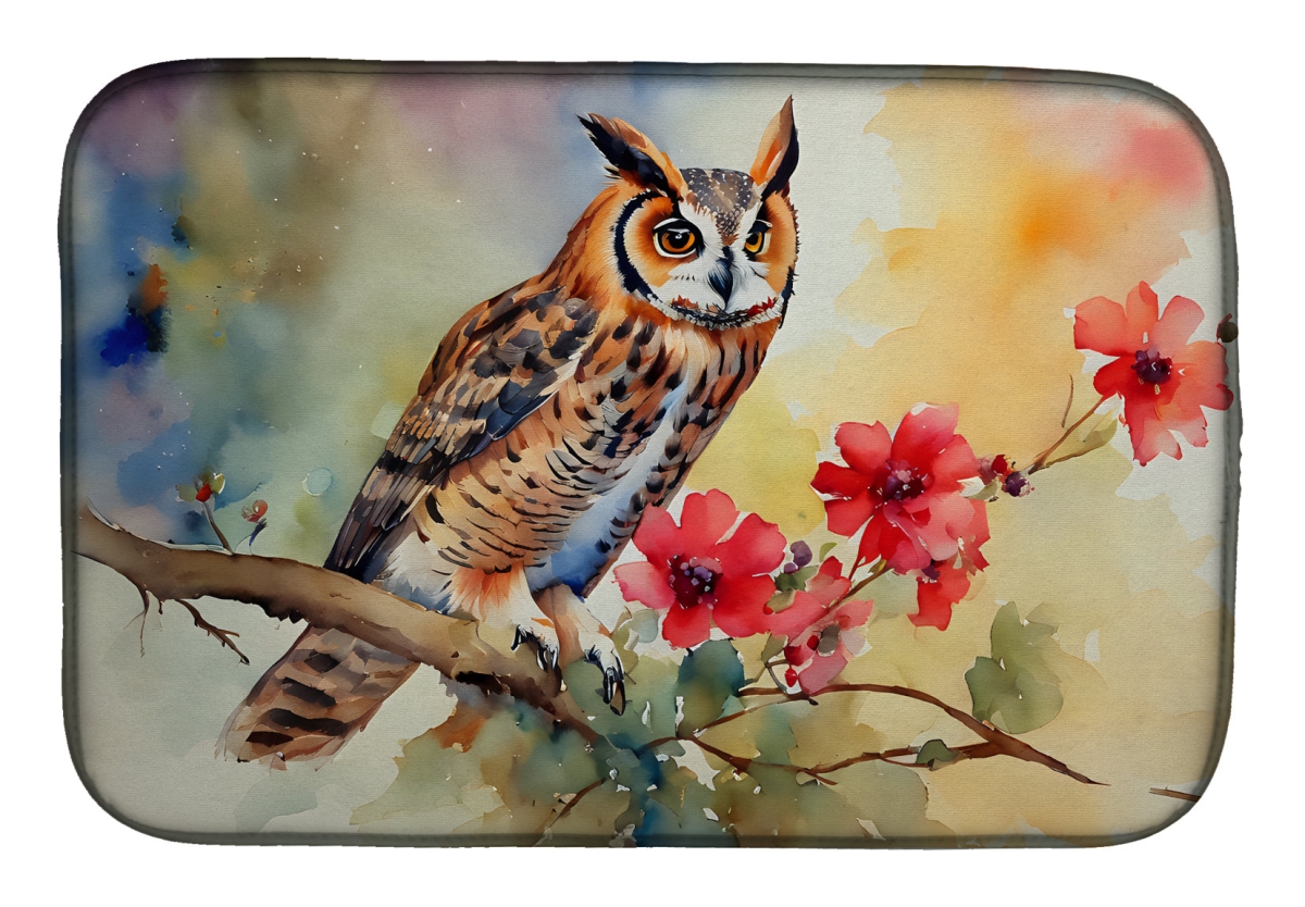 21 x 14 in. Unisex Long-Eared Owl Dish Drying Mat