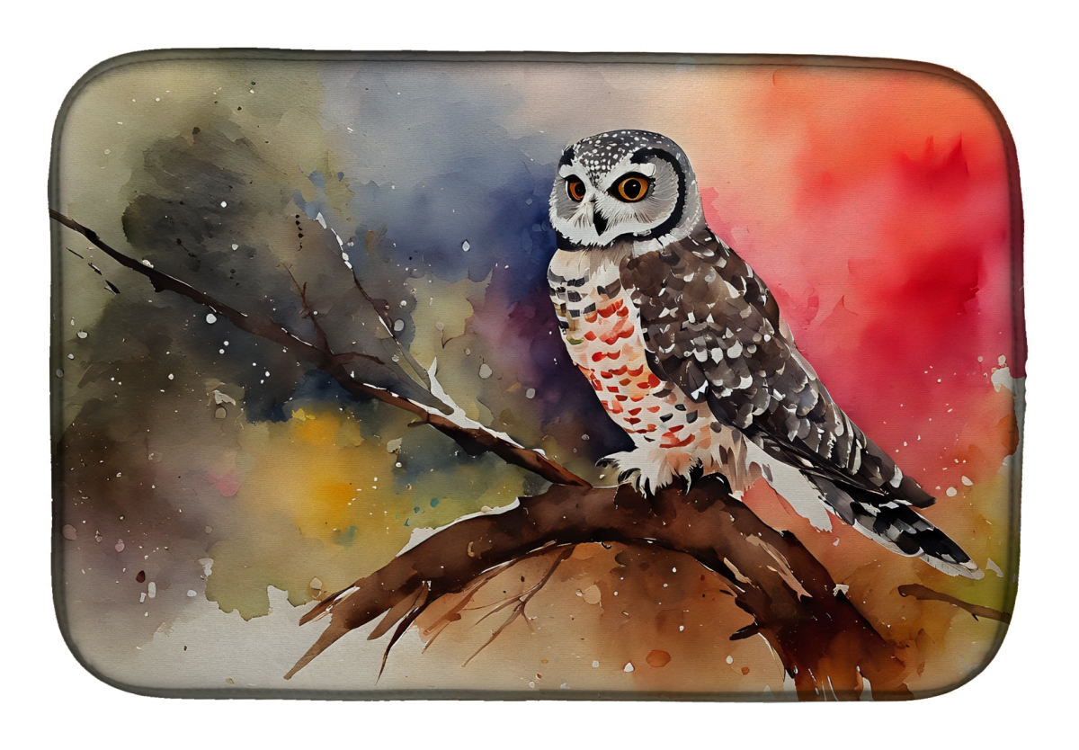 21 x 14 in. Unisex Northern Hawk Owl Dish Drying Mat