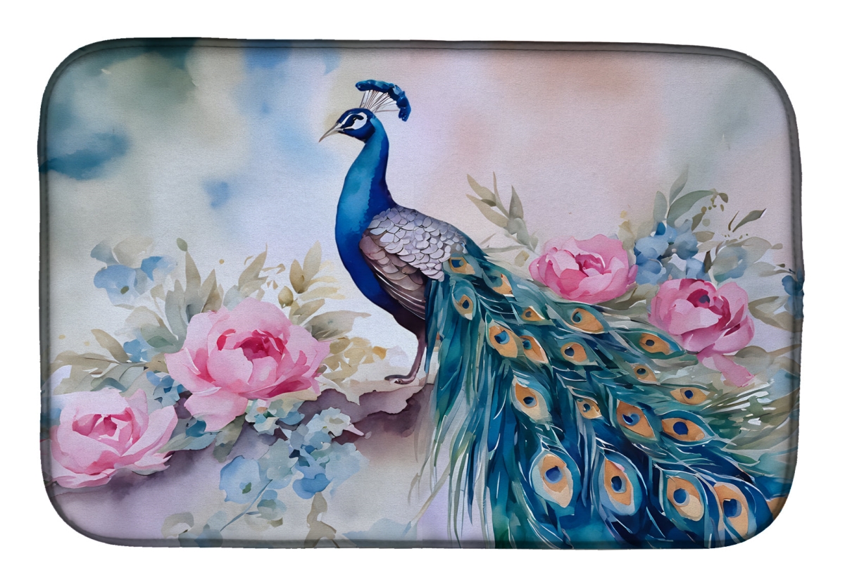 21 x 14 in. Unisex Peacock Dish Drying Mat