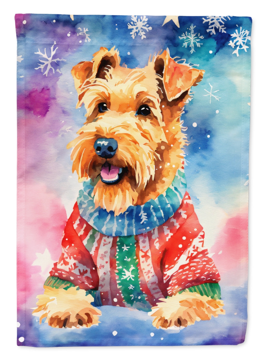 DAC3324GF 15.5 x 11.25 in. Airedale Terrier Christmas Polyester Fabric Garden Flag