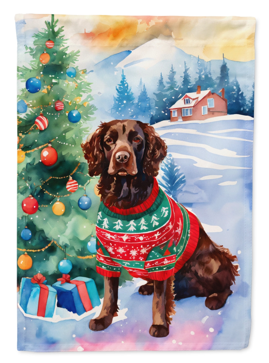 DAC3334GF 15.5 x 11.25 in. American Water Spaniel Christmas Polyester Fabric Garden Flag