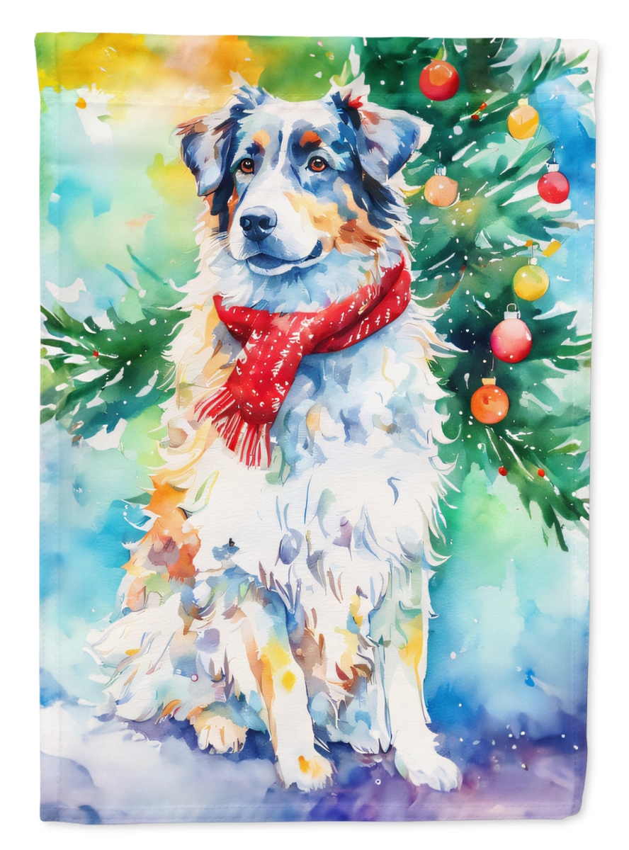 DAC3339GF 15.5 x 11.25 in. Australian Shepherd Christmas Polyester Fabric Garden Flag