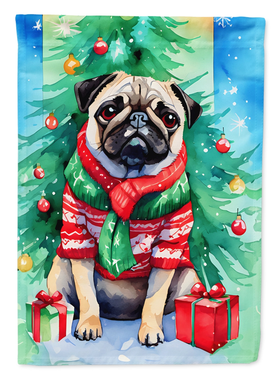 DAC3594GF 15.5 x 11.25 in. Pug Christmas Polyester Fabric Garden Flag