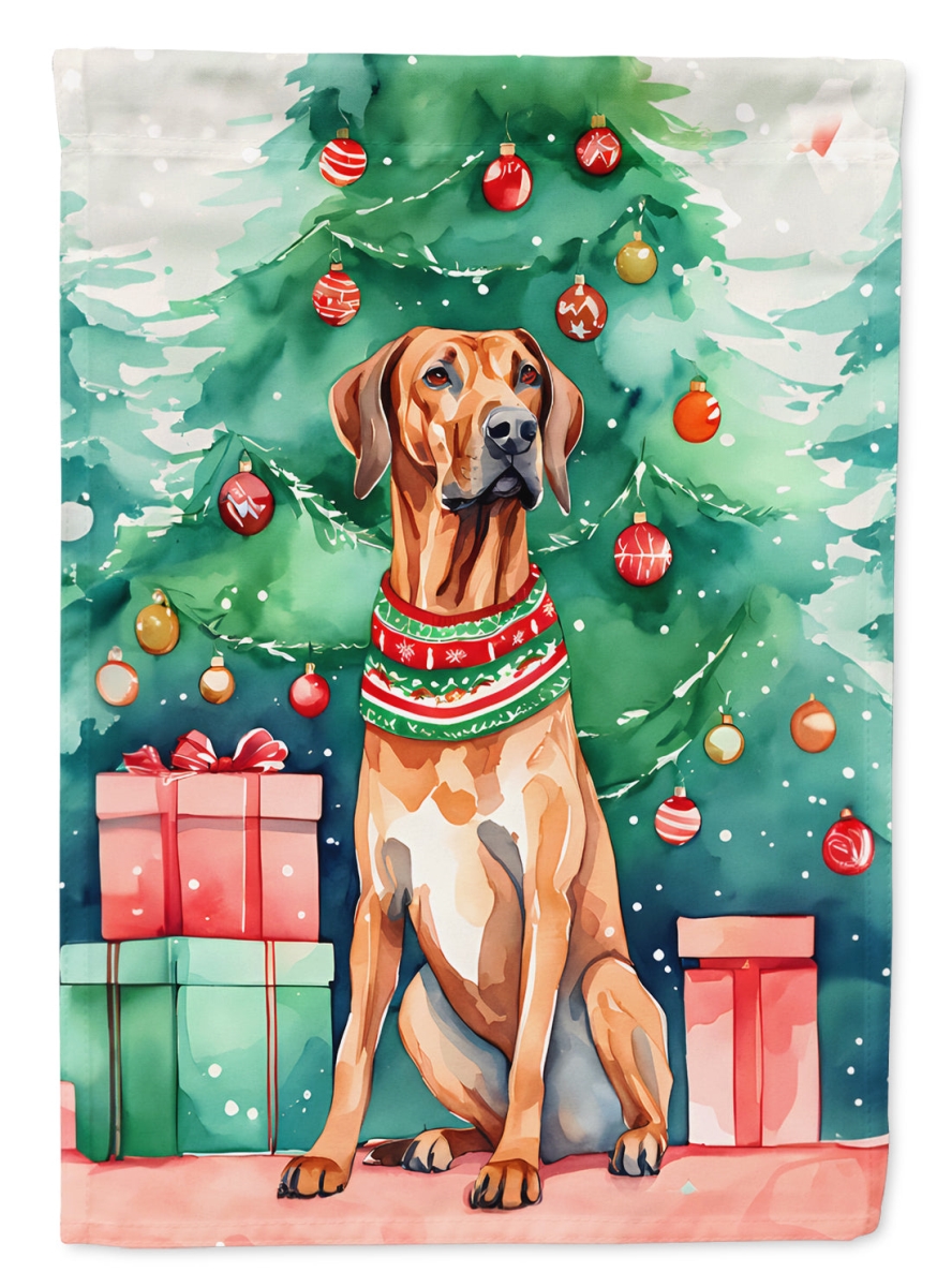 15.5 x 11.25 in. Unisex Rhodesian Ridgeback Christmas Polyester Fabric Garden Flag