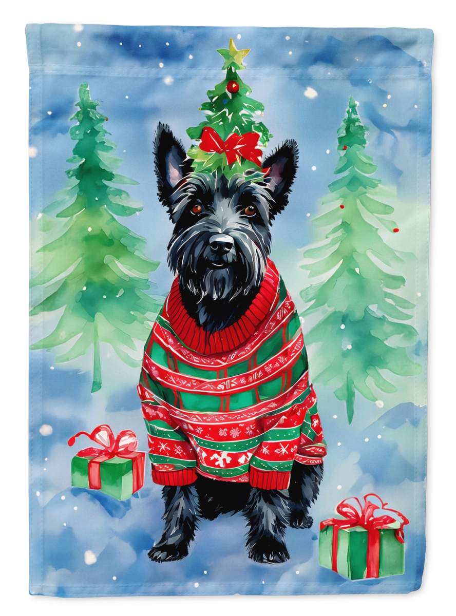 DAC3635GF 15.5 x 11.25 in. Scottish Terrier Christmas Polyester Fabric Garden Flag