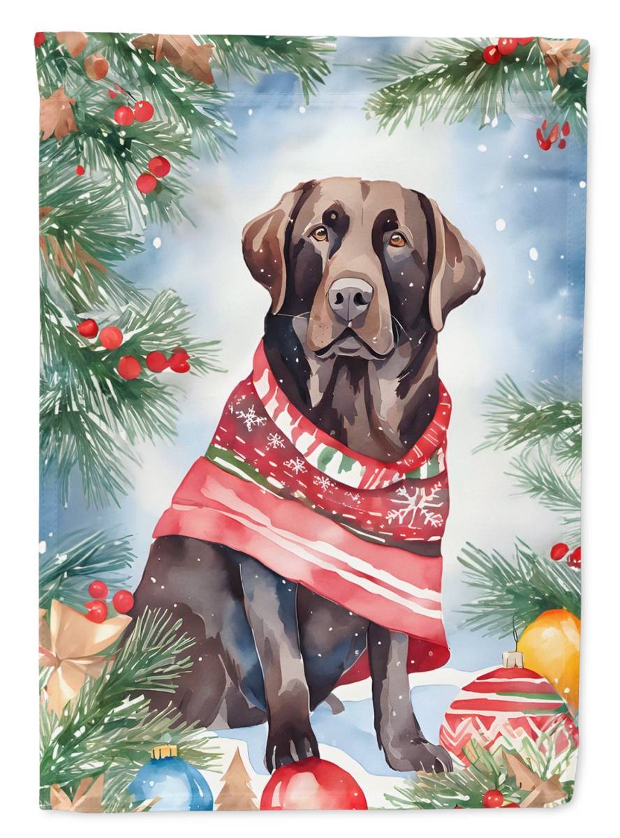 DAC3503CHF 40 x 28 in. Unisex Chocolate Labrador Retriever Christmas Polyester House Flag