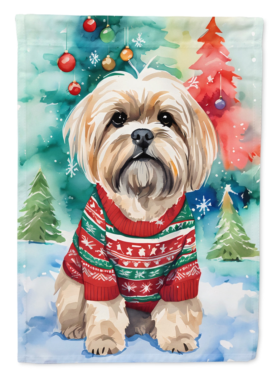 DAC3514CHF 40 x 28 in. Lhasa Apso Christmas Polyester House Flag