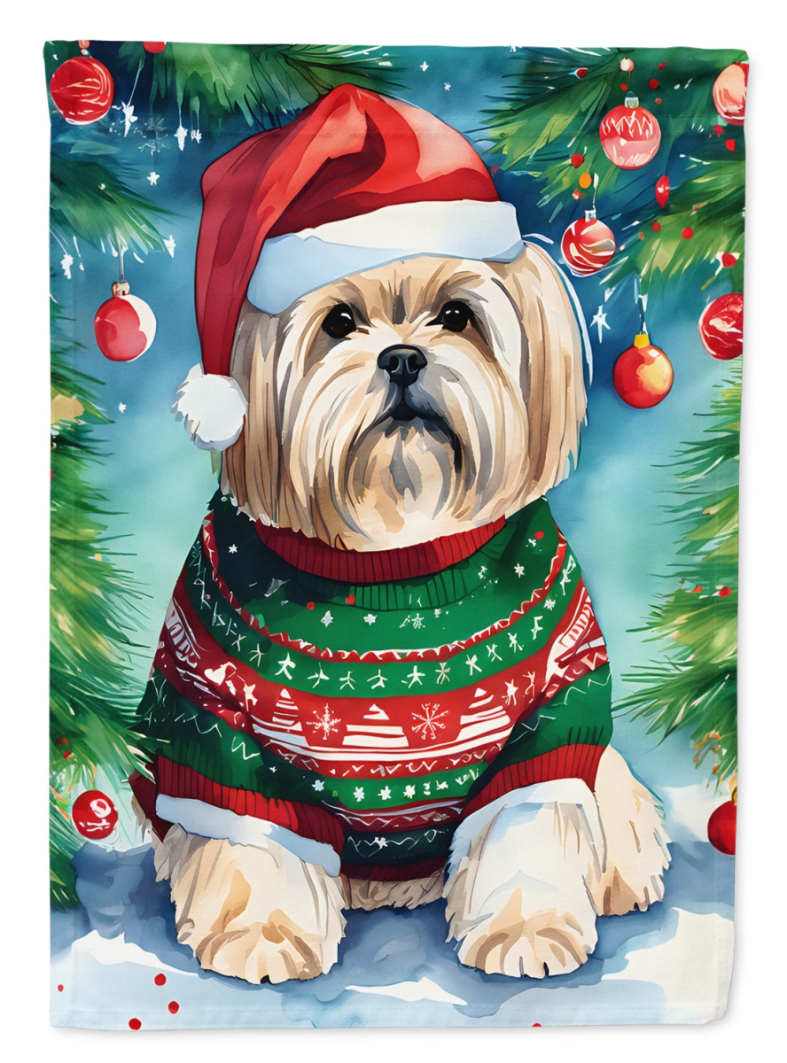 DAC3515CHF 40 x 28 in. Lhasa Apso Christmas Polyester House Flag