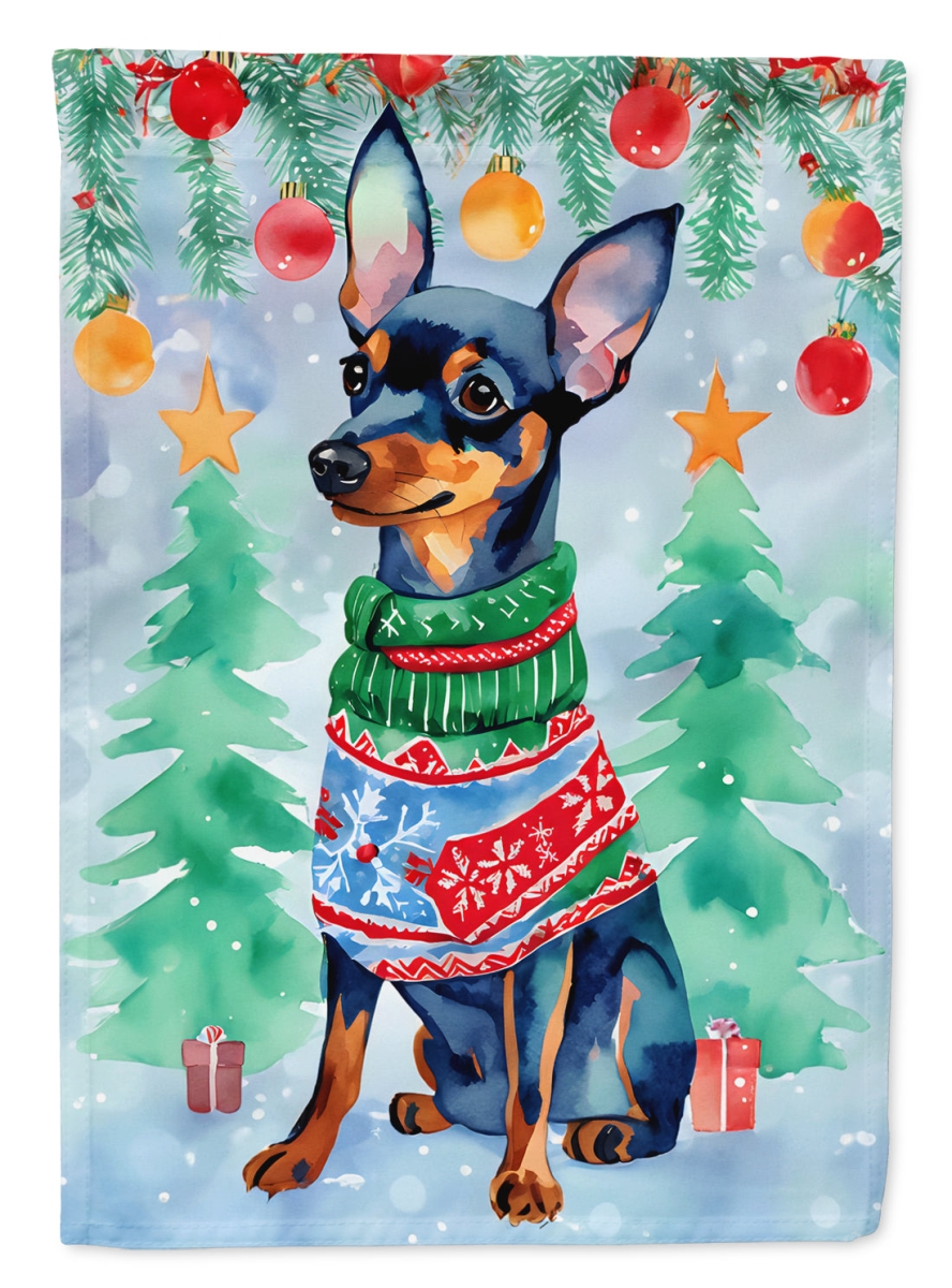 DAC3525CHF 40 x 28 in. Miniature Pinscher Christmas Polyester House Flag