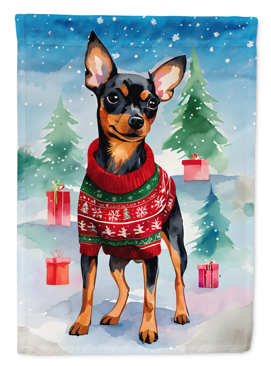 DAC3526CHF 40 x 28 in. Miniature Pinscher Christmas Polyester House Flag