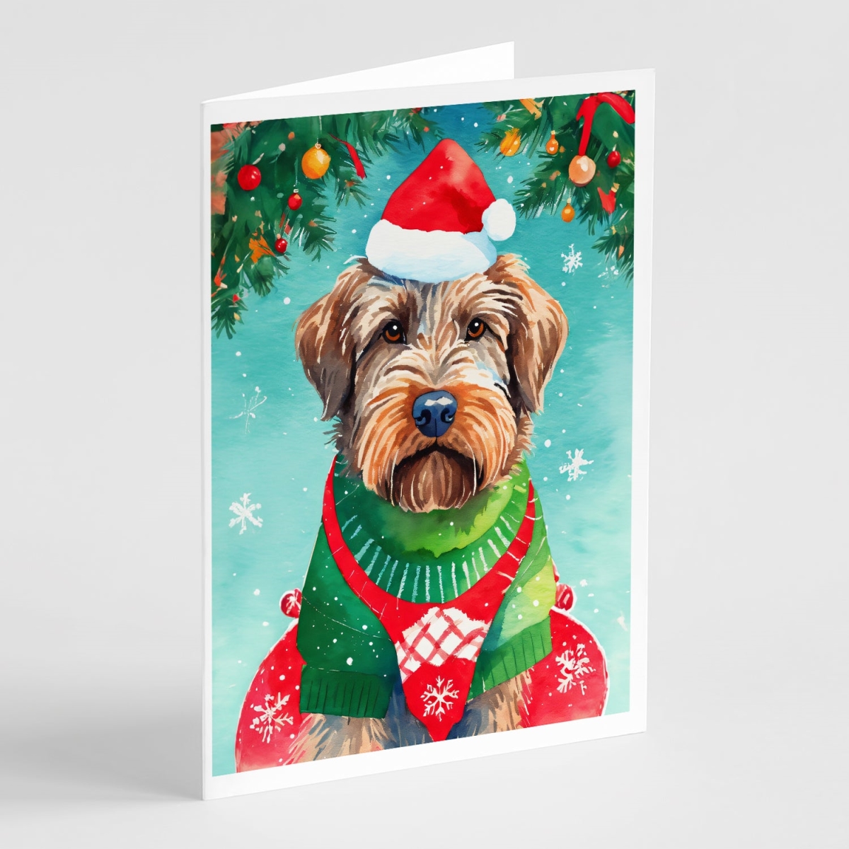 DAC3693GCA7P 5 x 7 in. Unisex Wirehaired Pointing Griffon Christmas Greeting Cards - Pack of 8