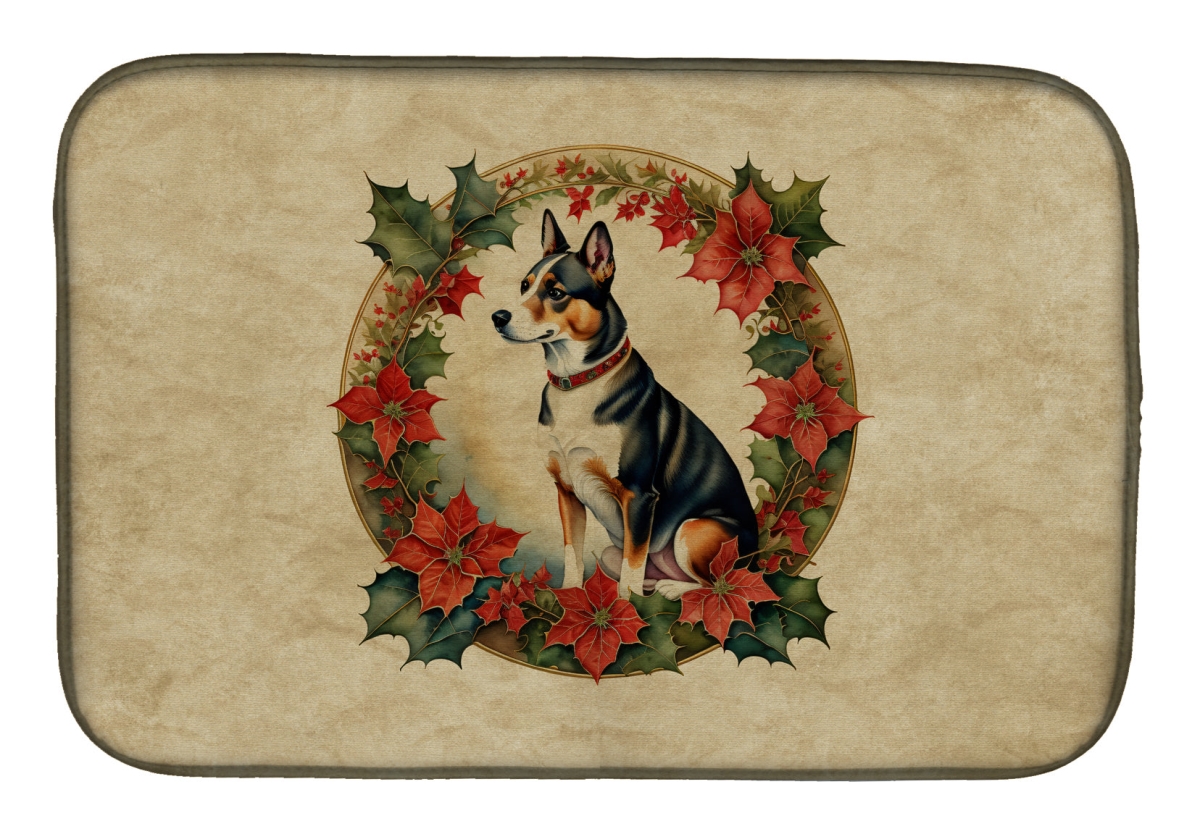 DAC2312DDM 21 x 14 in.  Basenji Christmas Flowers Dish Drying Mat