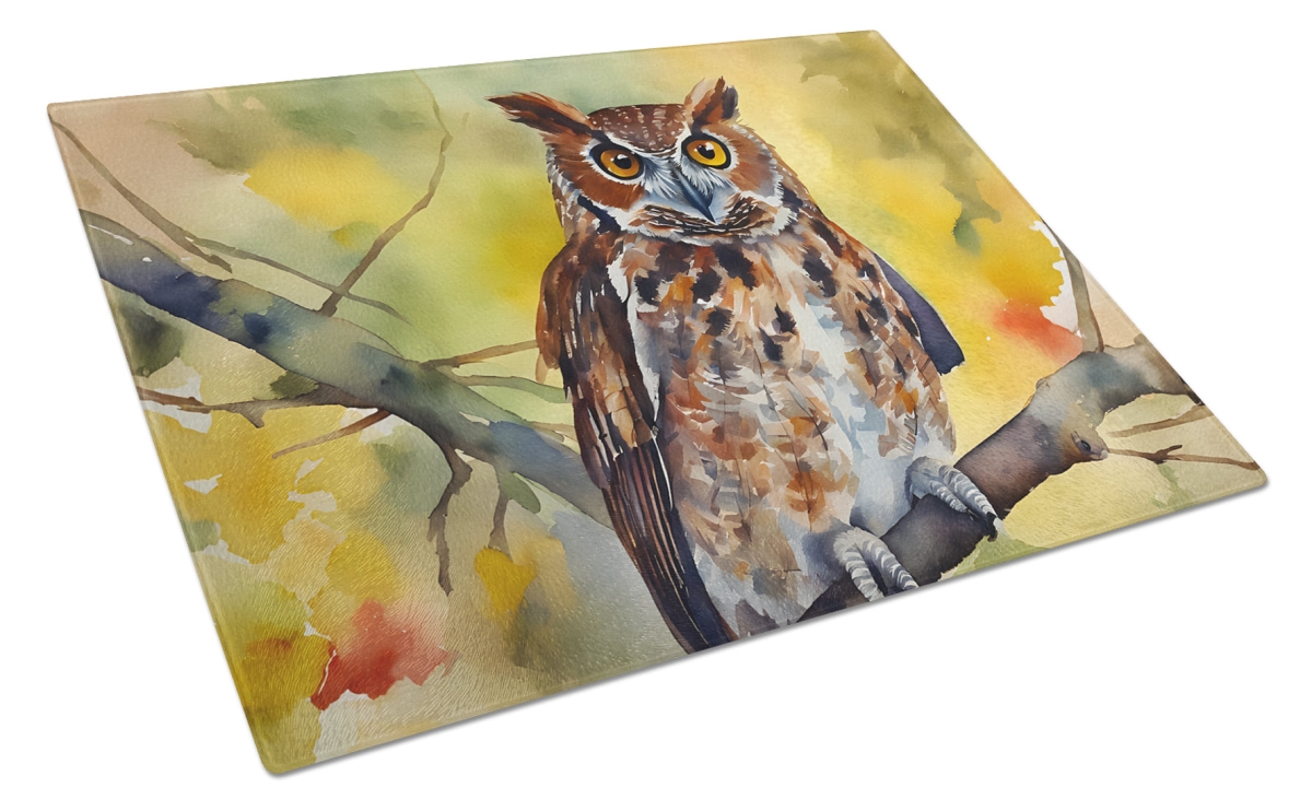 15 x 12 in. Unisex Eastern Screech Owl Glass Cutting Board