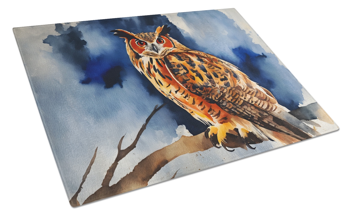 15 x 12 in. Unisex Eurasian Eagle Owl Glass Cutting Board