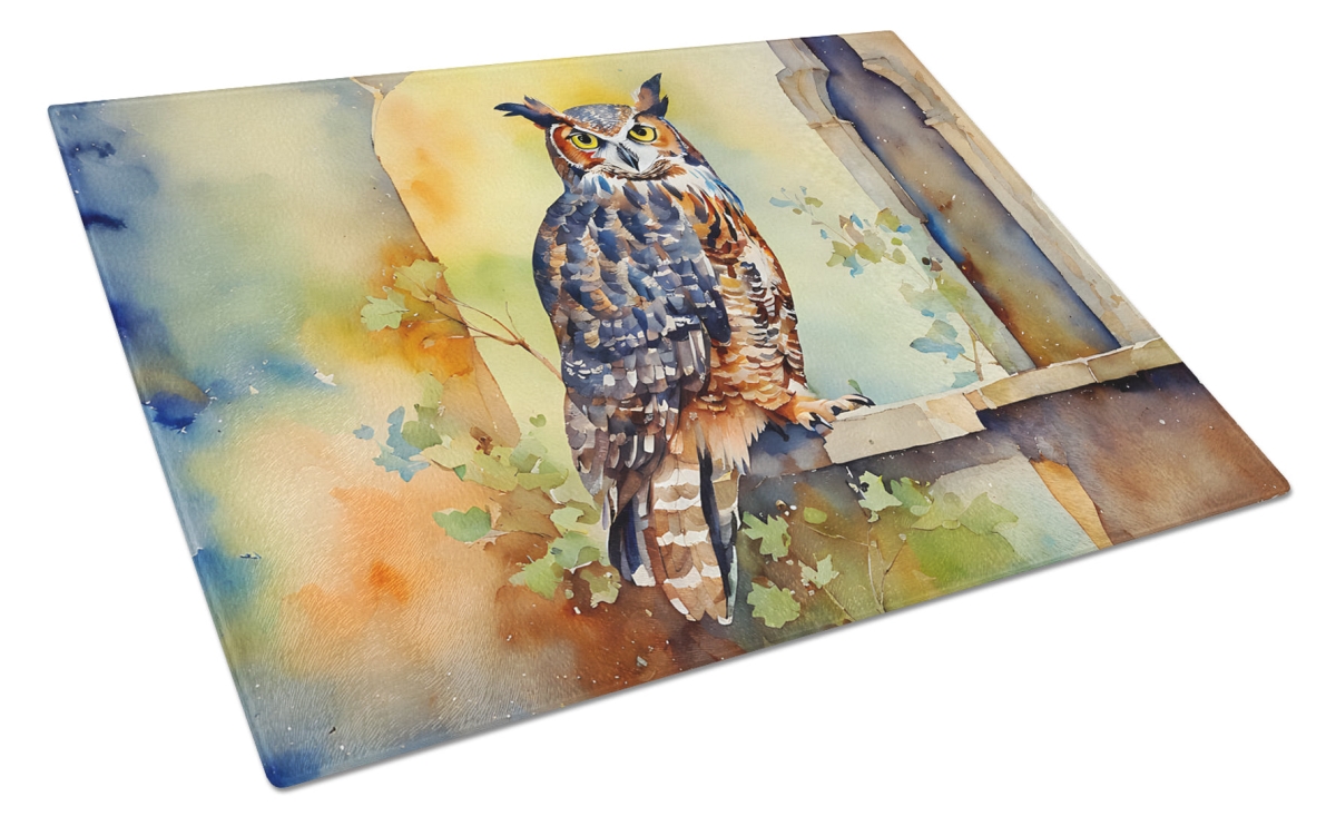 15 x 12 in. Unisex Great Horned Owl Glass Cutting Board