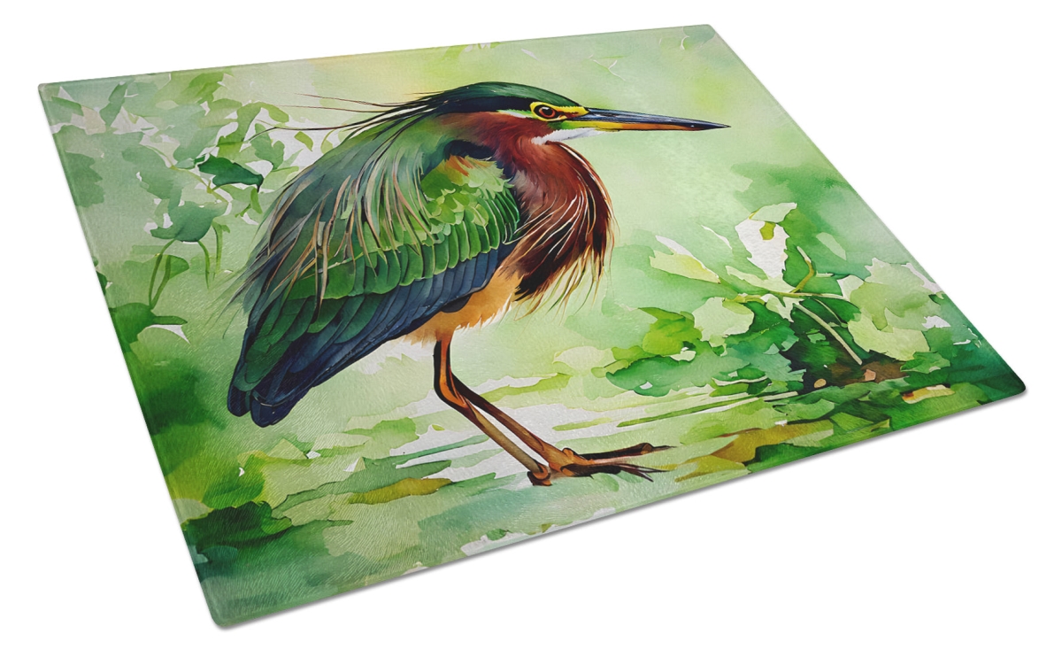 DAC3227LCB 15 x 12 in. Green Heron Glass Cutting Board
