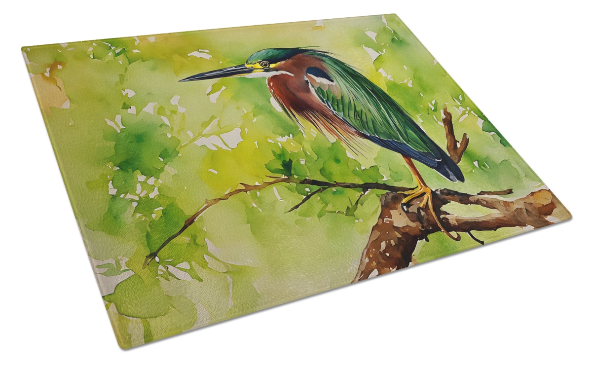 15 x 12 in. Unisex Green Heron Glass Cutting Board