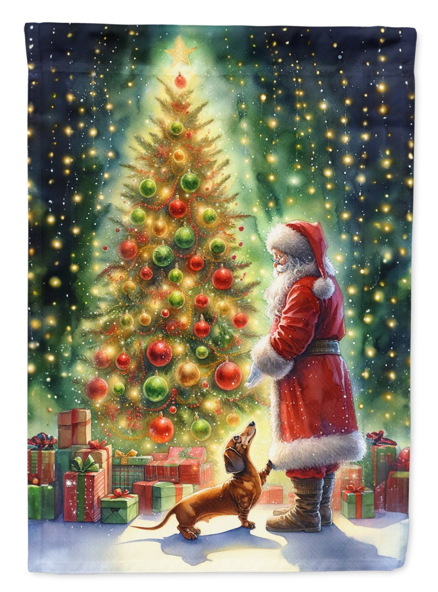 DAC4101CHF 40 x 28 in. Dachshund & Santa Claus Polyester House Flag