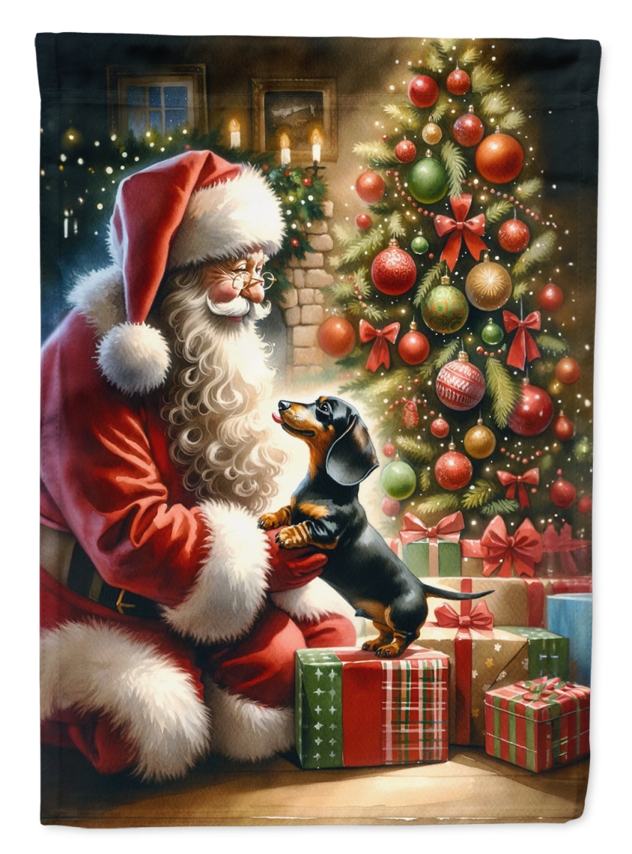 DAC4102CHF 40 x 28 in. Dachshund & Santa Claus Polyester House Flag