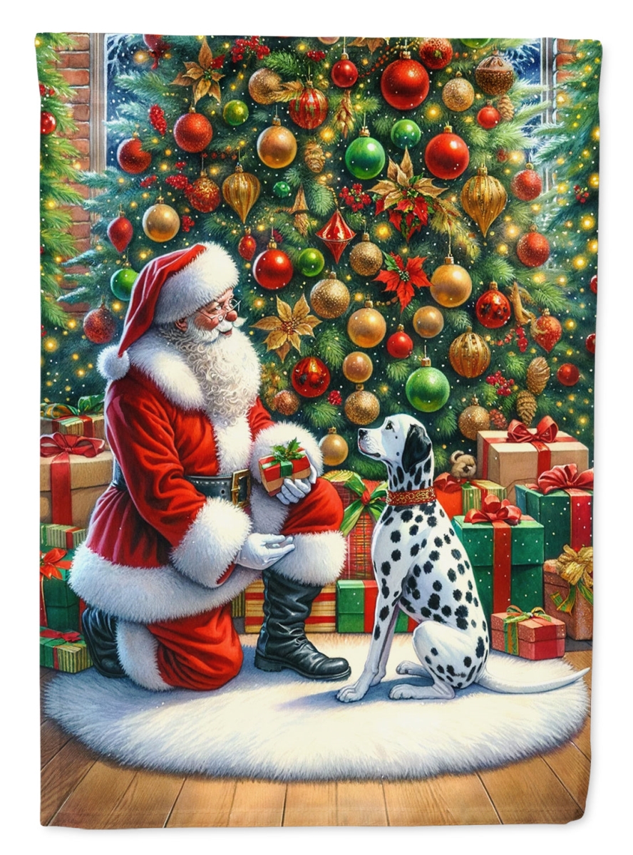 DAC4103CHF 40 x 28 in. Dalmatian & Santa Claus Polyester House Flag