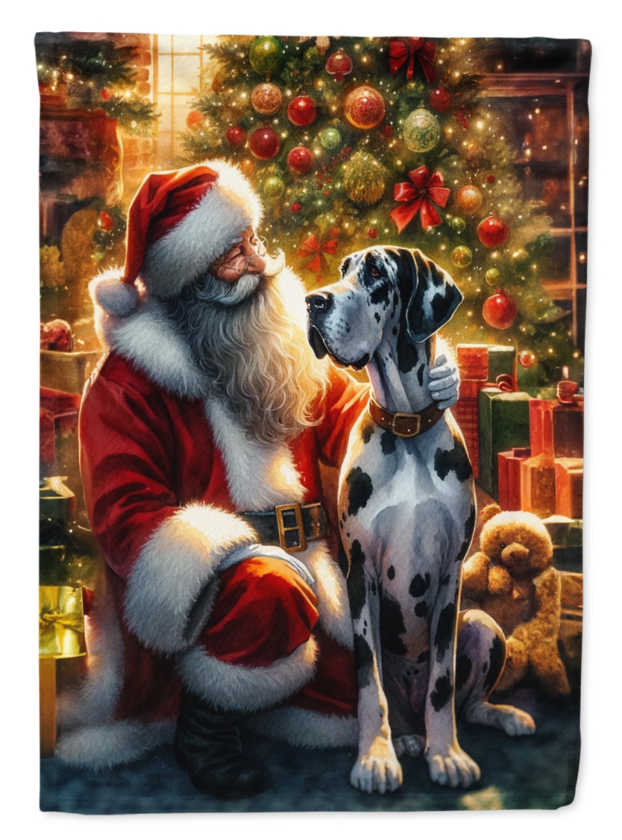 40 x 28 in. Unisex Great Dane & Santa Claus Polyester House Flag