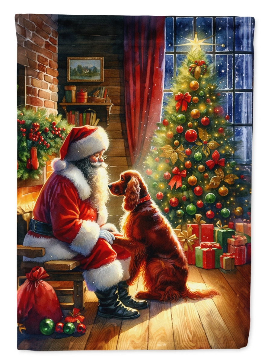 40 x 28 in. Unisex Irish Setter & Santa Claus Polyester House Flag
