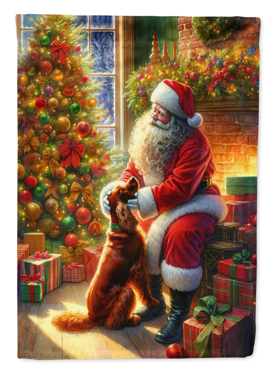 40 x 28 in. Unisex Irish Setter & Santa Claus Polyester House Flag