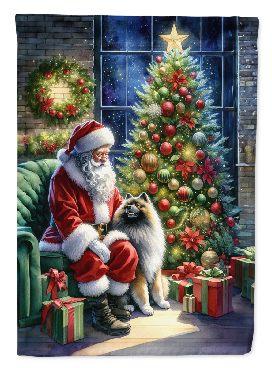 DAC4130CHF 40 x 28 in. Keeshond & Santa Claus Polyester House Flag