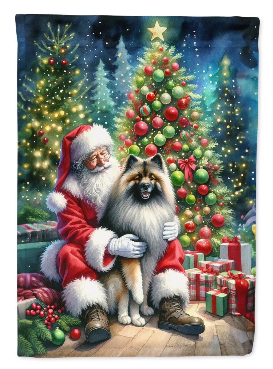 DAC4131CHF 40 x 28 in. Keeshond & Santa Claus Polyester House Flag