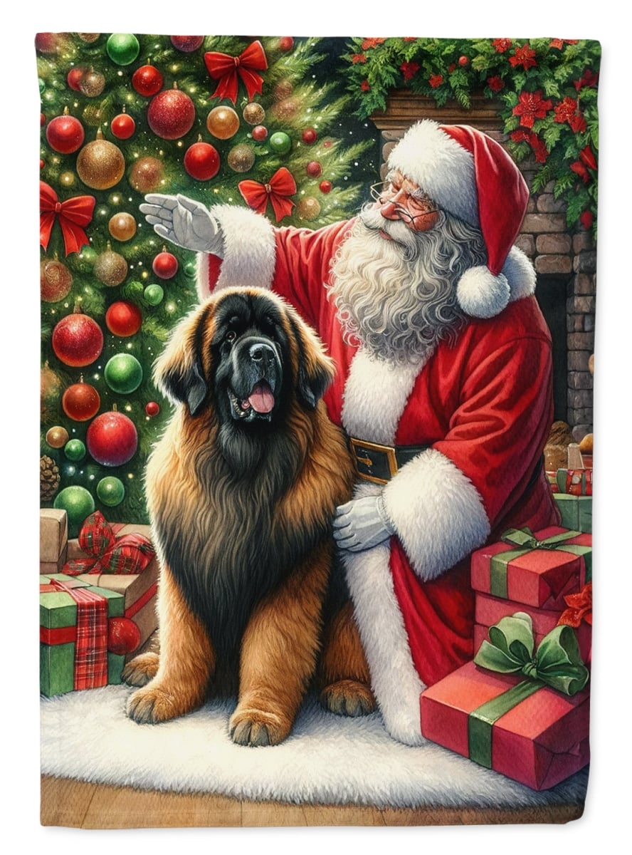 40 x 28 in. Unisex Leonberger & Santa Claus Polyester House Flag