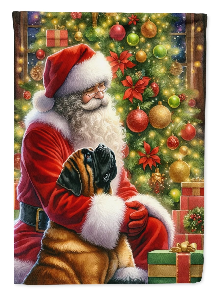 DAC4141CHF 40 x 28 in. Mastiff & Santa Claus Polyester House Flag
