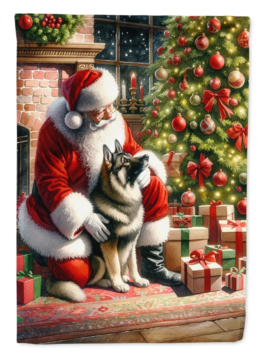 40 x 28 in. Unisex Norwegian Elkhound & Santa Claus Polyester House Flag