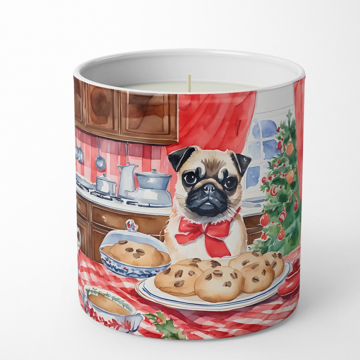 10 oz Pug Christmas Cookies Decorative 100 Percent Soy Candle