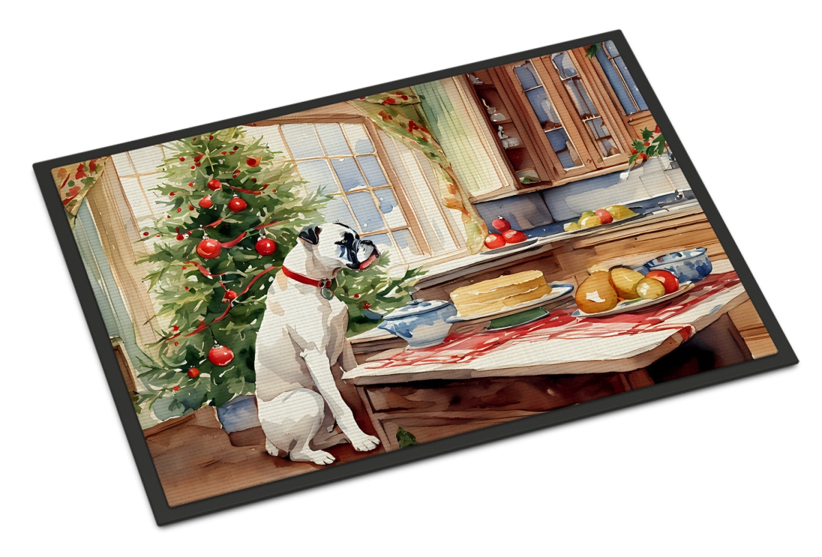 18 x 27 in. Unisex White Boxer Christmas Cookies Doormat