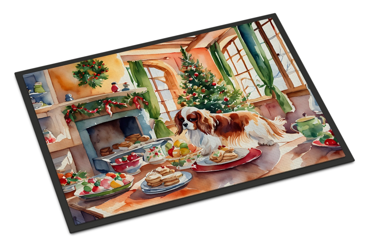 18 x 27 in. Unisex Cavalier Spaniel Christmas Cookies Doormat