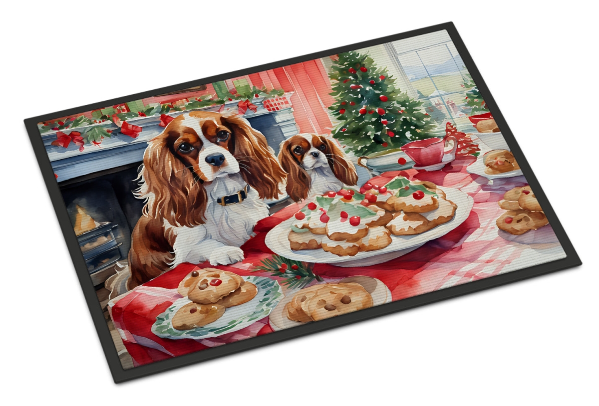18 x 27 in. Unisex Cavalier Spaniel Christmas Cookies Doormat