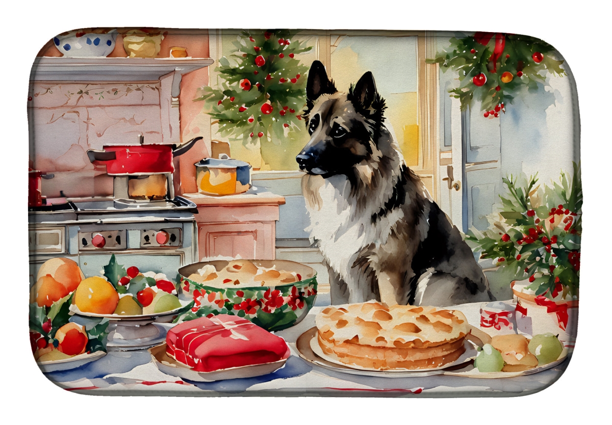 21 x 14 in. Unisex Norwegian Elkhound Christmas Cookies Dish Drying Mat