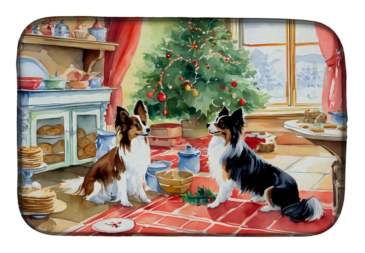 21 x 14 in. Unisex Papillon Christmas Cookies Dish Drying Mat